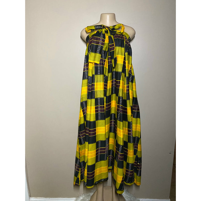 Maxi Skirt- Kente Block Print maxi skirt with matching head wrap - Afrocentric Boutique