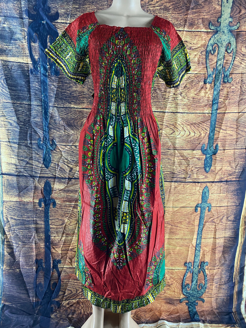 Dress Ankara- Dashiki print Maxi Dress - Afrocentric Boutique
