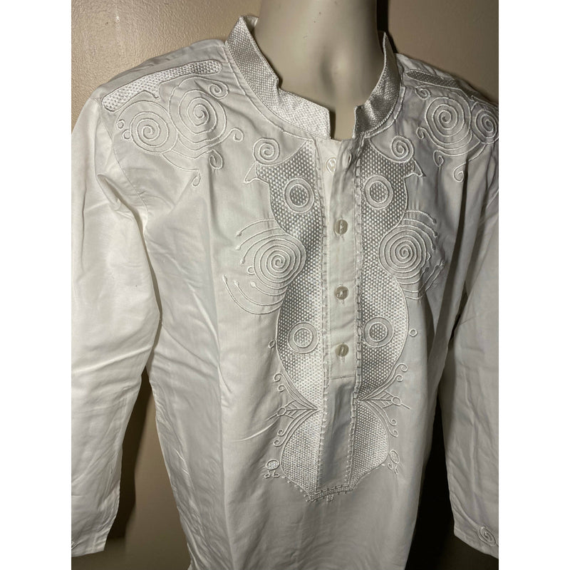 Men’s Top- Kurta/Dashiki -Full length - solid color with embroidery - Afrocentric Boutique