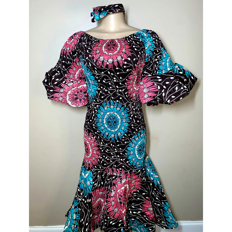 Dress - Chinch Body Dress with matching head wrap Collection - Afrocentric Boutique