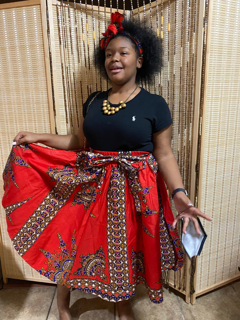Midi Skirt Sets - Star Power MIDI Skirt Set - with matching head wrap and purse - Afrocentric Boutique