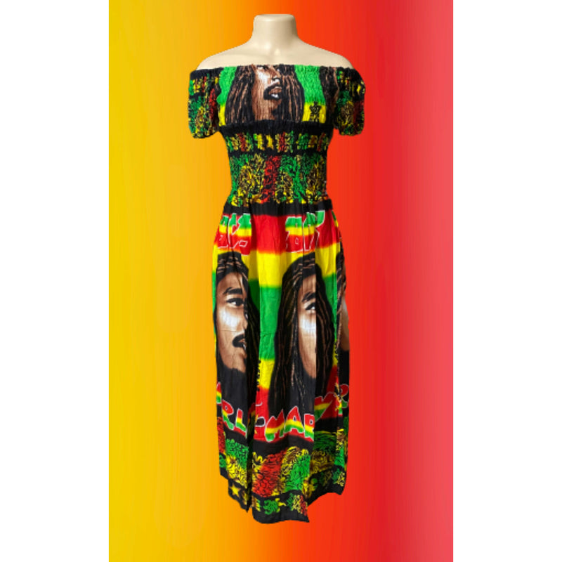Rasta Marley maxi sun dress- on shoulder or off - Afrocentric Boutique