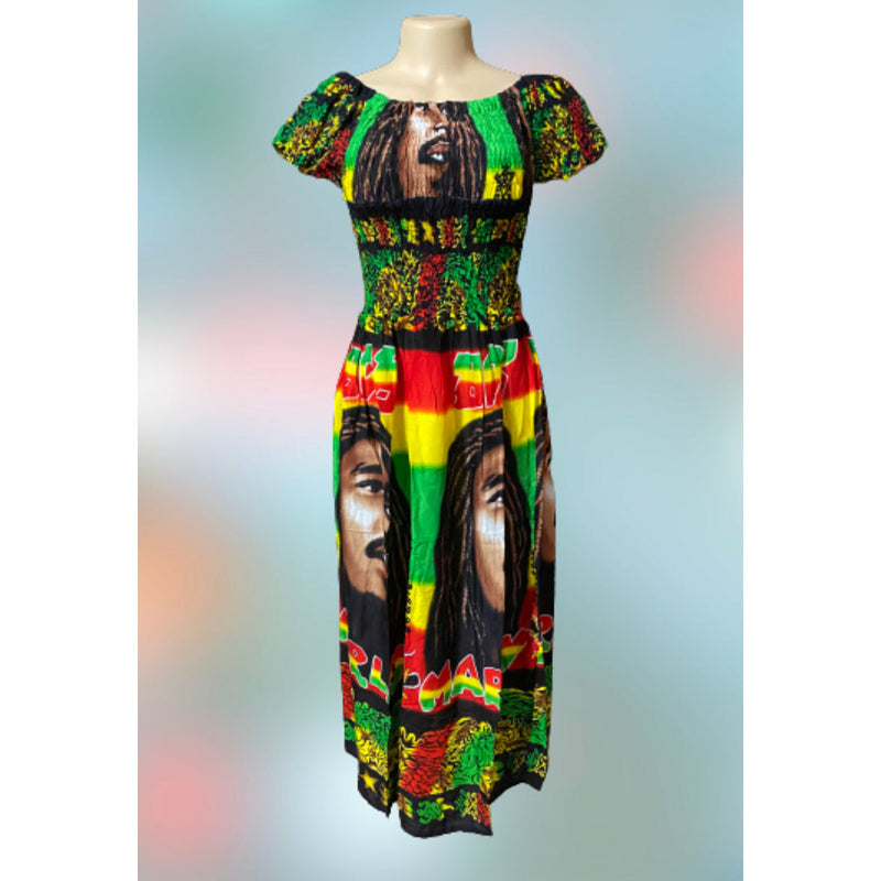 Rasta Marley maxi sun dress- on shoulder or off - Afrocentric Boutique