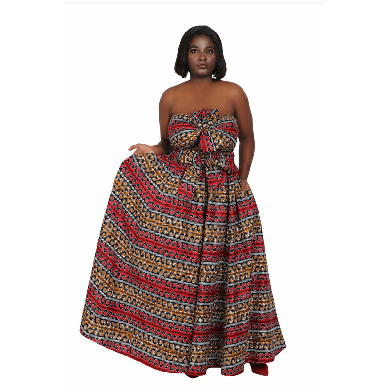 Maxi Skirt -Many Layers - Ankara African print Maxi Skirt with matching headwrap