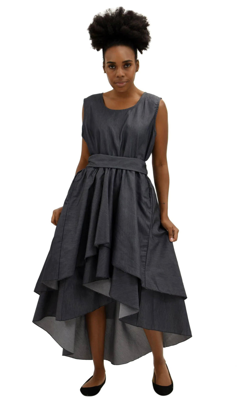 Dress Hi/Lo - Denim Hi/Low Dress with matching head wrap