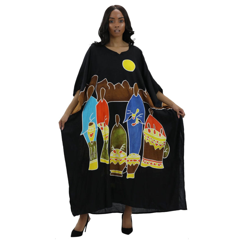Kaftan - Family day out Print Kaftan with Matching Head Wrap