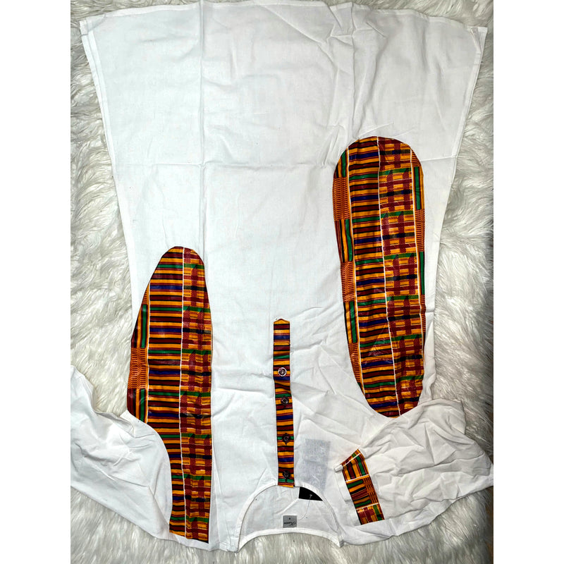 Men's Set- m444 African walking suit with Kurta Top and Kente Trim- 3pc Set