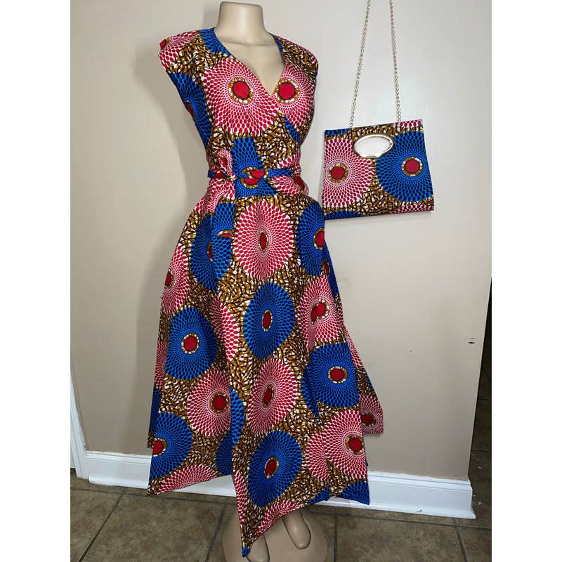 Wrap Dress African print Wrap dress with matching head wraps and pur Afrocentric Boutique