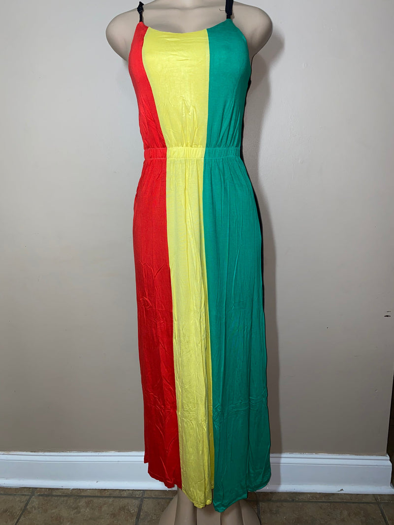 Rasta Dress- Rasta Girl chinch waist maxi dress -Plus Free Size - Afrocentric Boutique