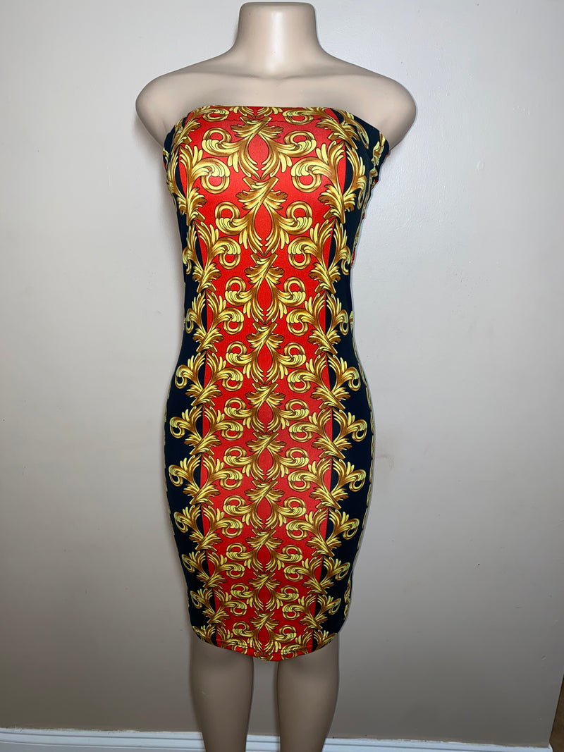 Dress- Bodycon- Golden Frills Tube Dress
