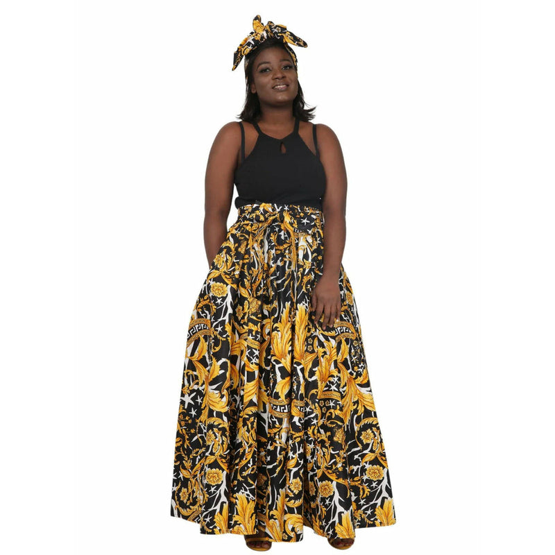 Maxi Skirt -Golden Tiger - Maxi Skirt with matching head wrap