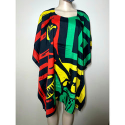 Women Top - Rasta Lady print loose fit top with matching head wrap