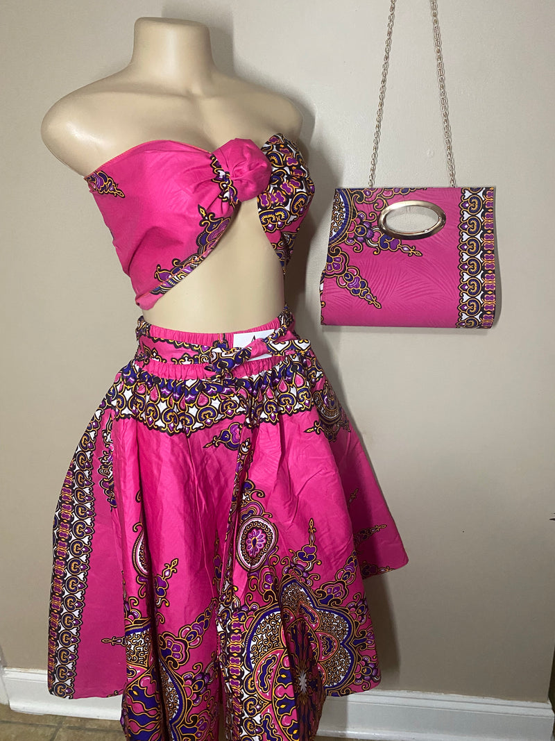 Midi Skirt Sets - Star Power MIDI Skirt Set - with matching head wrap and purse - Afrocentric Boutique