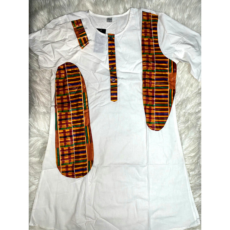 Men's Set- m444 African walking suit with Kurta Top and Kente Trim- 3pc Set