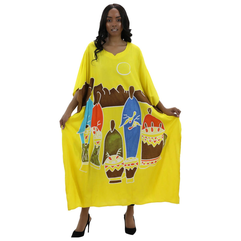 Kaftan - Family day out Print Kaftan with Matching Head Wrap
