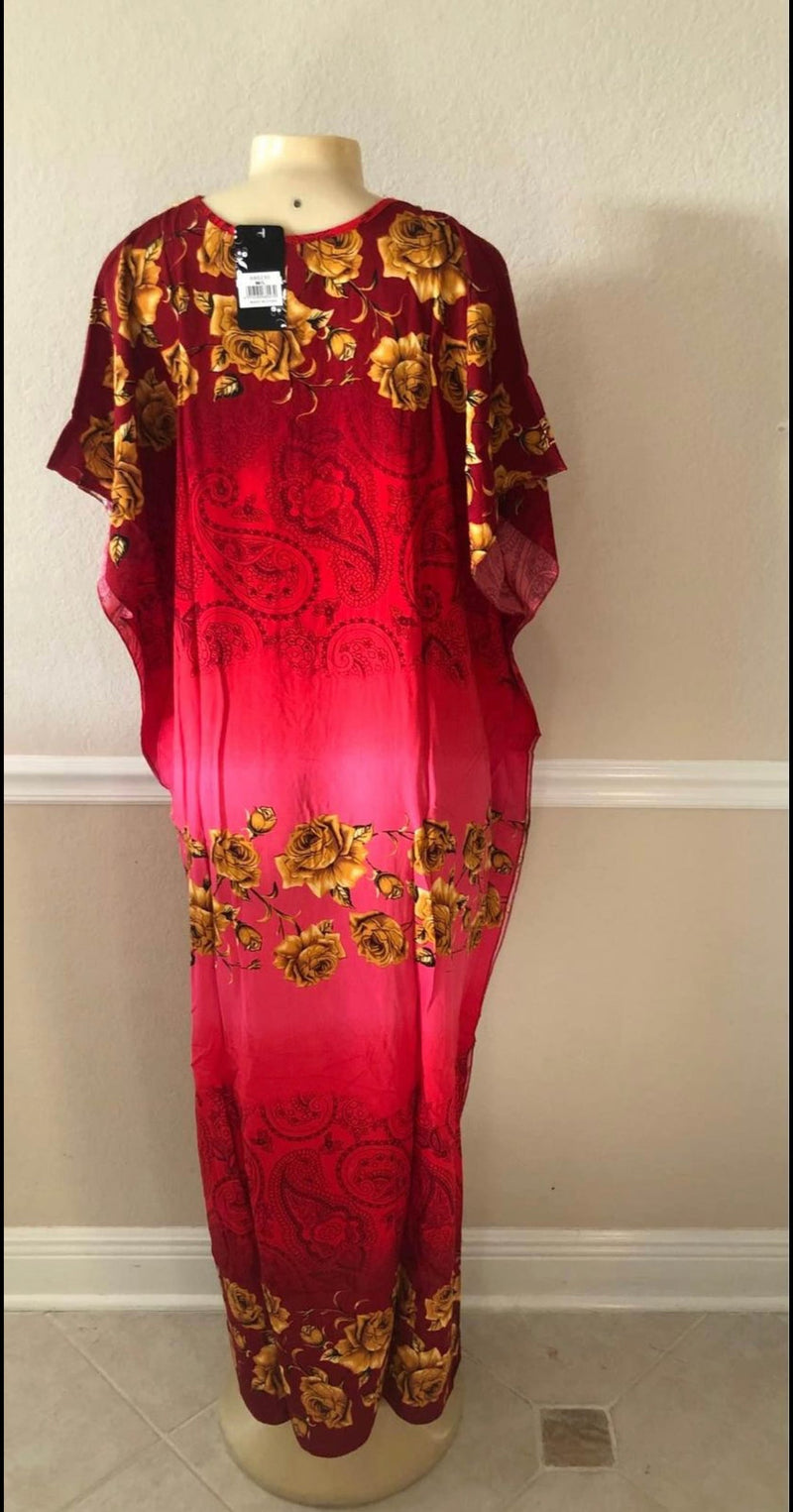 Kaftan - Gold Embroidery Square front Kaftan with Matching Head Wrap
