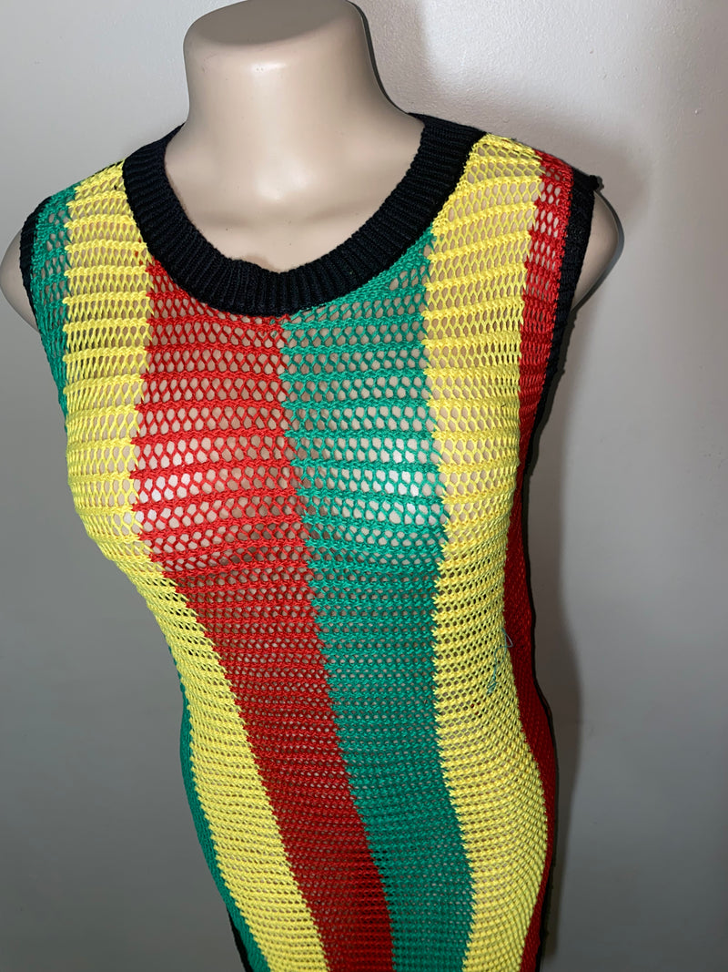 Rasta Dress- Rasta knit Sun Dress/ Swim Cover - Sleeveless Free Size