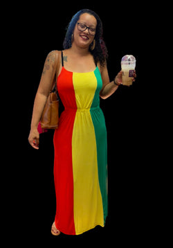 Rasta Dress- Rasta Girl chinch waist maxi dress -Plus Free Size - Afrocentric Boutique
