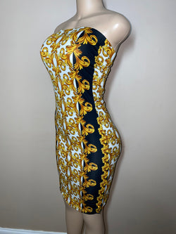 Dress- Bodycon- Golden Frills Tube Dress