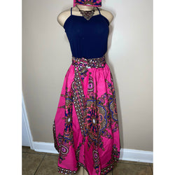Maxi Skirt - Star Burst - Ankara African print Maxi Skirt with Matching headwrap