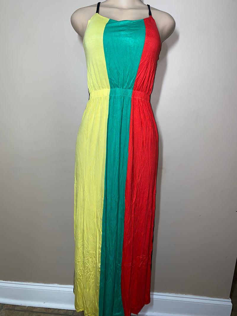 Rasta Dress- Rasta Girl chinch waist maxi dress -Plus Free Size - Afrocentric Boutique