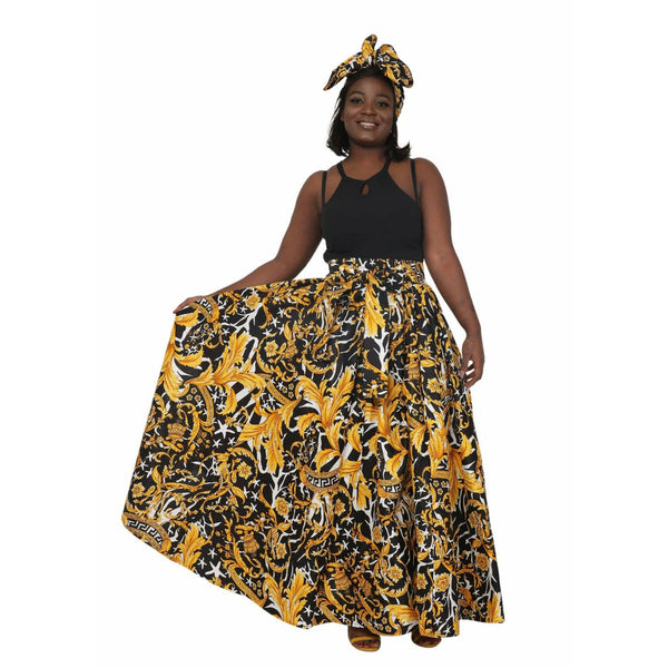 Maxi Skirt -Golden Tiger - Maxi Skirt with matching head wrap