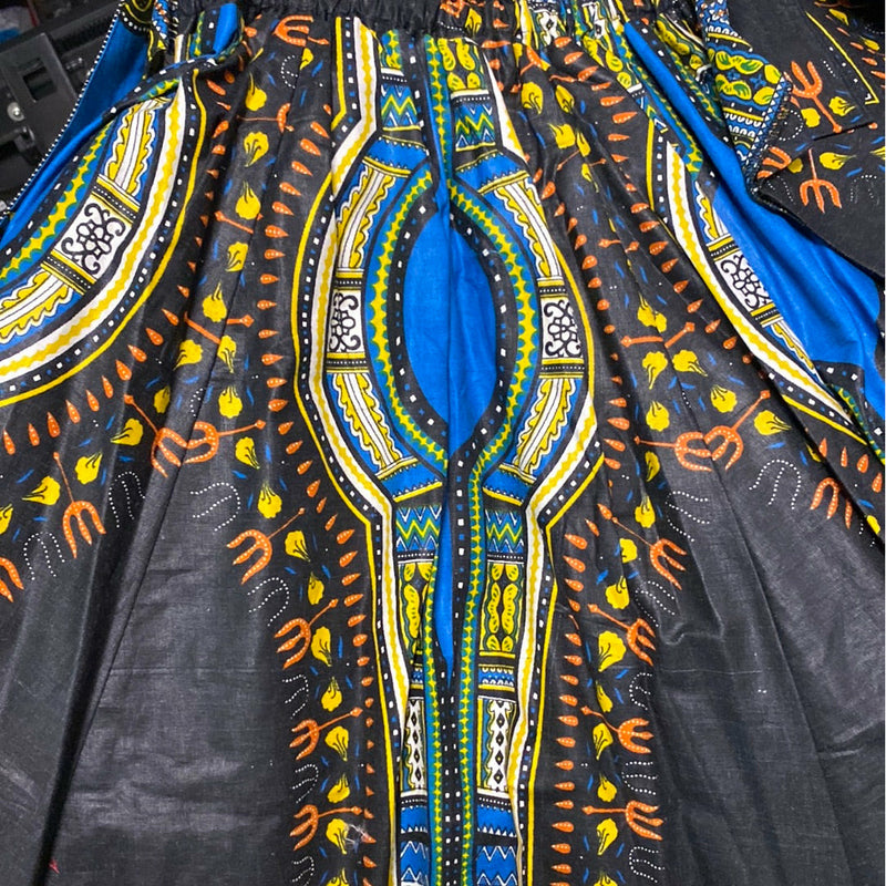 Midi Skirt - Dashiki print Skirt with matching head wrap - Afrocentric Boutique