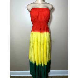 Rasta Dress - Rasta Tube Top  Sun Dress - Red/Yellow/Green -with Matching Head Wrap - Free size and plus free size