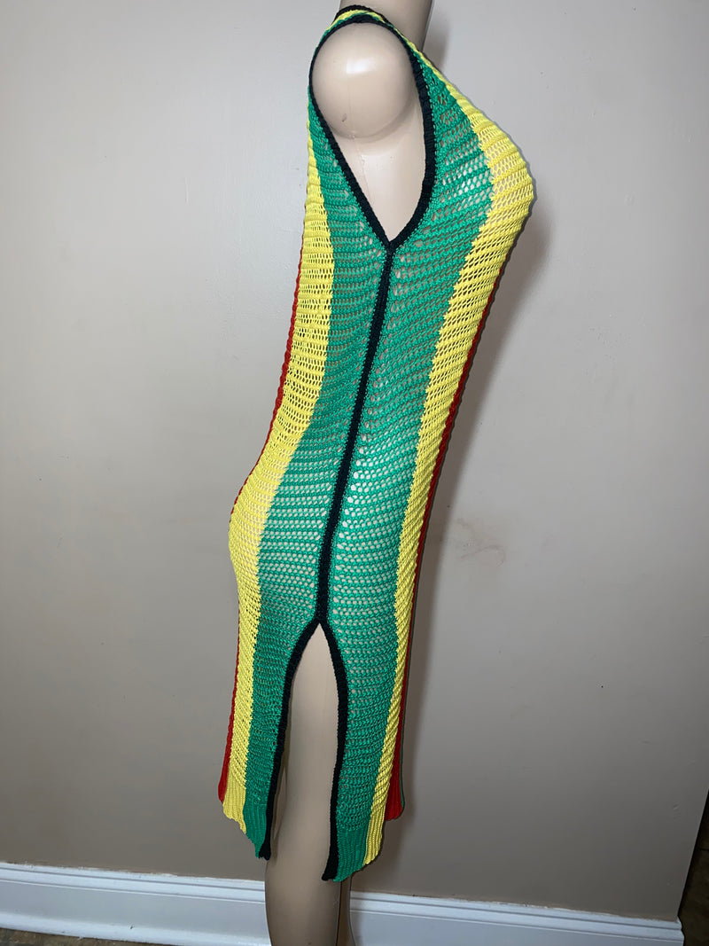 Rasta Dress- Rasta knit Sun Dress/ Swim Cover - Sleeveless Free Size