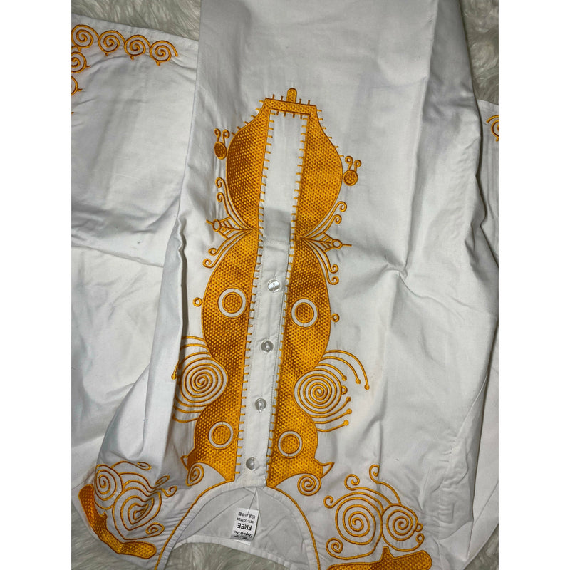 Men’s Top- Kurta/Dashiki -Full length - solid color with embroidery - Afrocentric Boutique