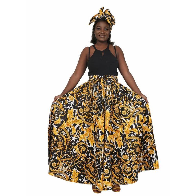 Maxi Skirt -Golden Tiger - Maxi Skirt with matching head wrap