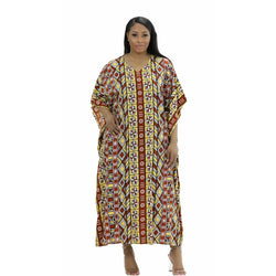 Kaftan - Tribal Mud Cloth Print Kaftan with matching head wrap - Afrocentric Boutique