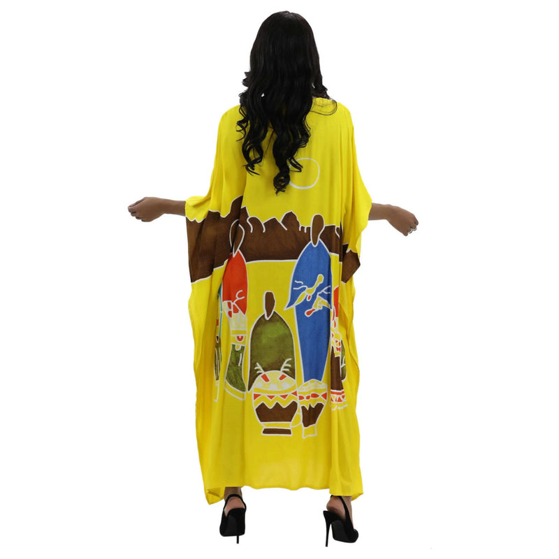 Kaftan - Family day out Print Kaftan with Matching Head Wrap