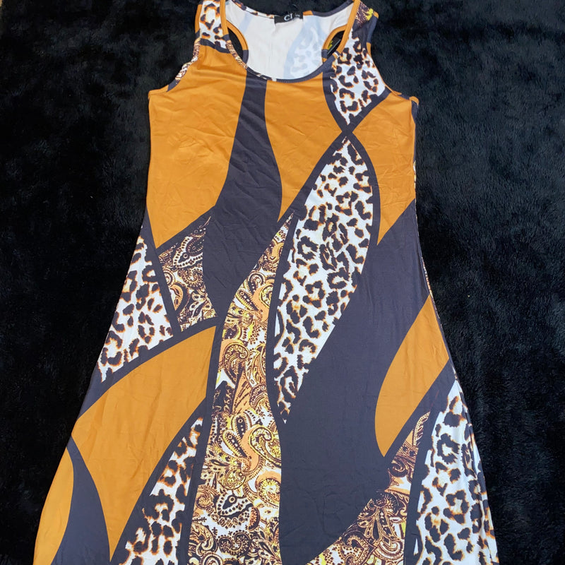Dress- Maxi Bodycon- Cheetah and block print Maxi Dress