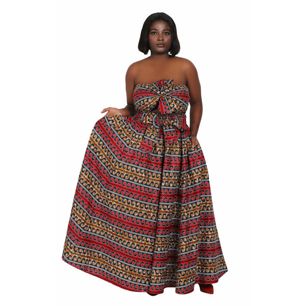 Maxi Skirt -Mazi - Ankara African print Maxi Skirt with matching headwrap - Afrocentric Boutique