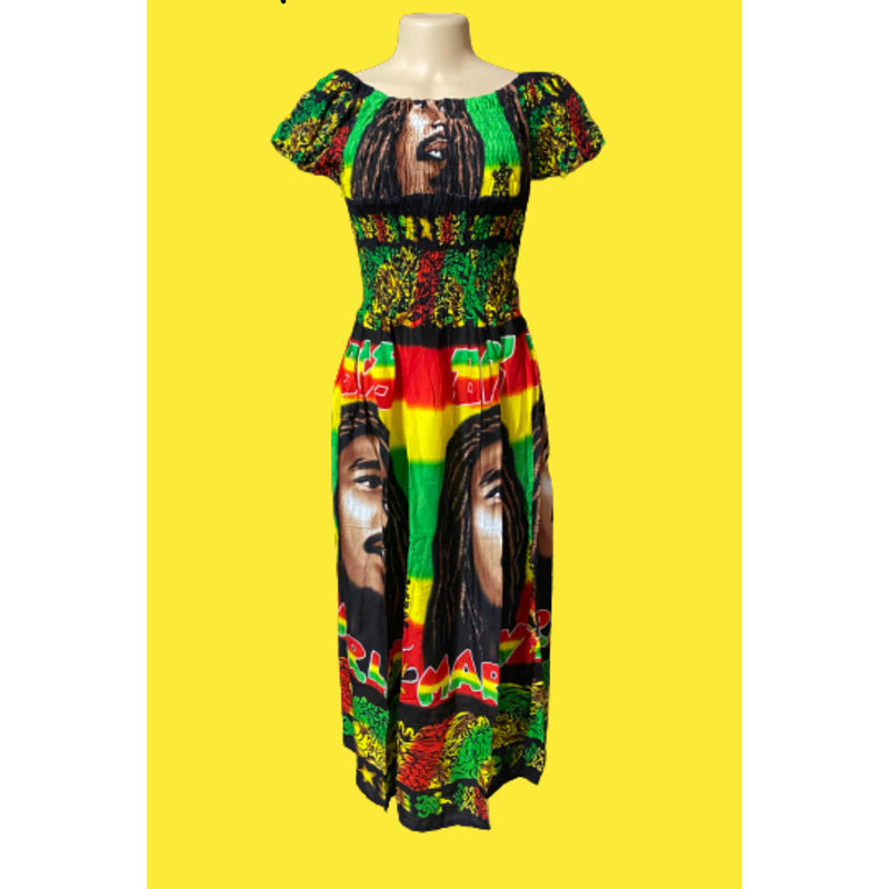 Rasta Marley maxi sun dress- on shoulder or off - Afrocentric Boutique