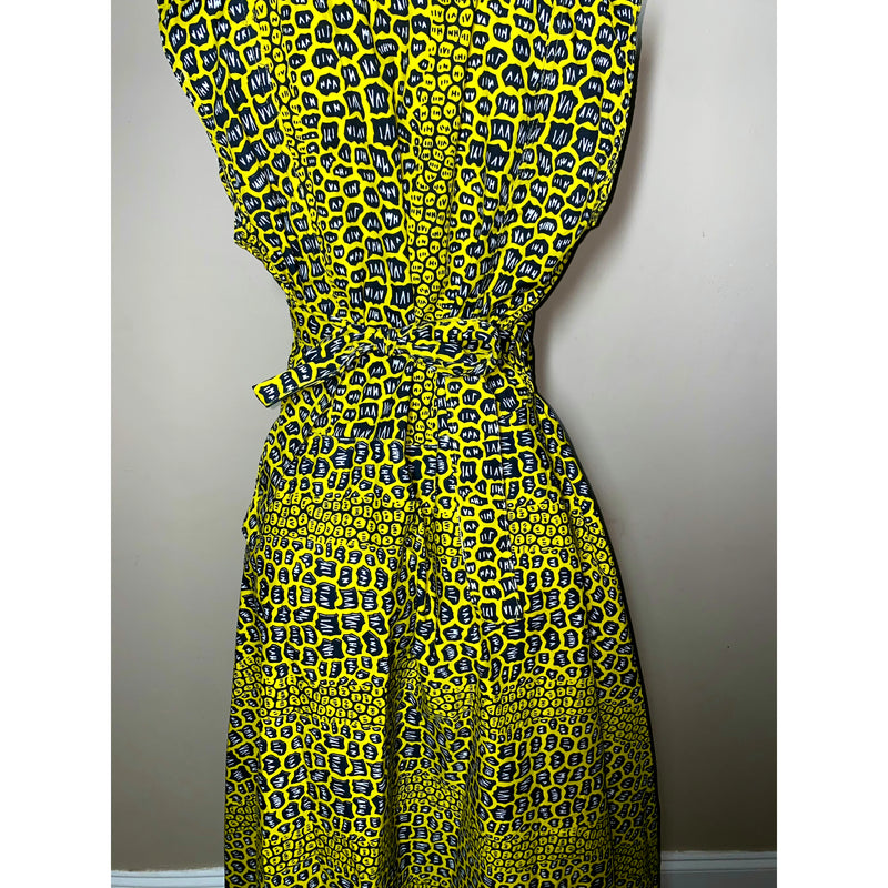 Wrap Dress - Ankara Print Sleeveless Wrap Dress with matching Head Wraps