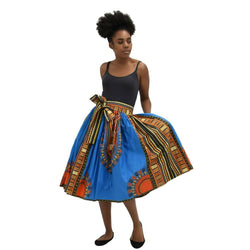 Midi Skirt - Dashiki print Skirt with matching head wrap - Afrocentric Boutique