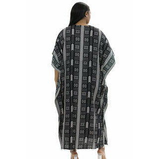 Kaftan - Mud Cloth Print with matching head wrap - Afrocentric Boutique