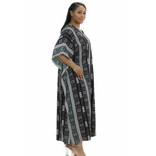 Kaftan - Mud Cloth Print with matching head wrap - Afrocentric Boutique