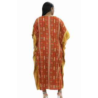 Kaftan - Mud Cloth Print with matching head wrap - Afrocentric Boutique